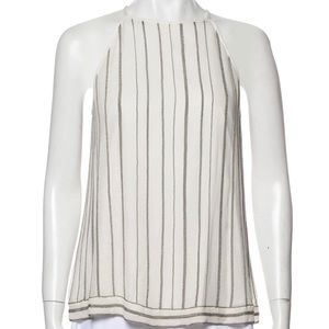NWT Joie silk striped blouse ,size Petite,white,Chain-Link Accents